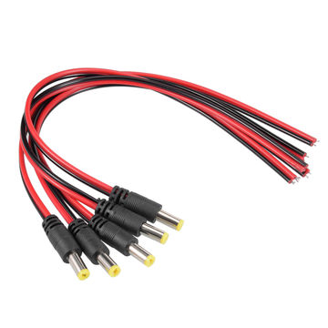 Harfington Uxcell 5Pcs DC Power Pigtail Cable 12V Male Connectors for CCTV Security Camera Lighting Adapter 2.1mmx5.5 mm Ultra Thick