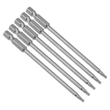 Harfington Uxcell 5 Pcs 1/4" Hex Shank T10 Magnetic Security Torx Screwdriver Bits 100mm Length