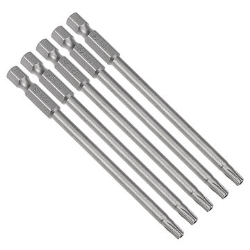 Harfington Uxcell 5 Pcs 1/4" Hex Shank T20 Magnetic Security Torx Screwdriver Bits 100mm Length