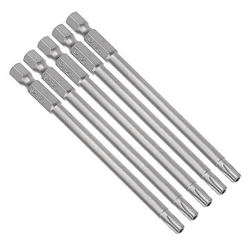 Harfington Uxcell 5 Pcs 1/4" Hex Shank T25 Magnetic Security Torx Screwdriver Bits 100mm Length