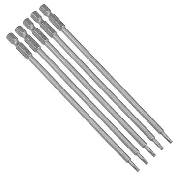 Harfington Uxcell 5 Pcs 1/4" Hex Shank T10 Magnetic Security Torx Screwdriver Bits 150mm Length