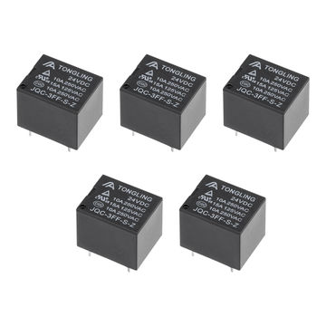 Harfington Uxcell 5 Pcs JQC-3FF-S-Z DC 24V Coil SPDT 5 Pin PCB Electromagnetic Power Relay Black