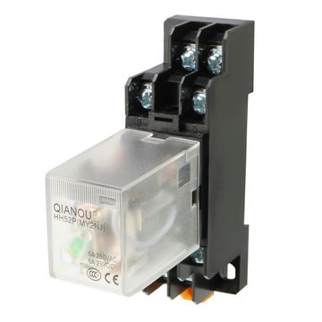 Harfington Uxcell Electromagnetic Power Relay, DC12V Coil Green Indicator Light 8 Pin DPDT Electromagnetic General Purpose Power Relay + Socket Base