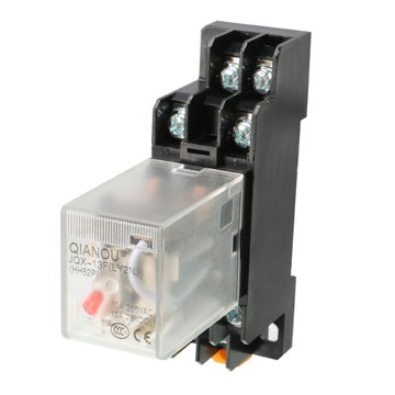 Harfington Uxcell AC110/120V Coil Red Indicator Light 8 Pin DPDT Electromagnetic General Purpose Power Relay + Socket Base JQX-13F