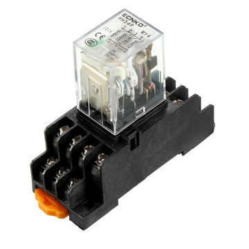 Harfington Uxcell HH54P DC 12V Coil 4P4T 14 Pins Electromagnetic Power Relay Green LED with socket