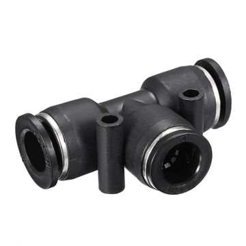 Harfington Uxcell Plastic Tee Push To Connect Tube Fittings 10 mm or 25/64" od Push Lock 5pcs