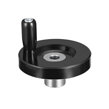 Produktbild von Handrad 100 X 10 Mm – Rund, Mit Drehgriff, Aus Karbonstahl & Gummibaumholz – Für Drehmaschinen, Fräsen & Mehr
