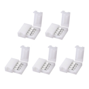 Harfington Uxcell 10mm 4P LED Strip Connector Solderless for 5050 3528 RGB 4 Conductor Multicolor Strip Lights Strip to Strip 5Pcs