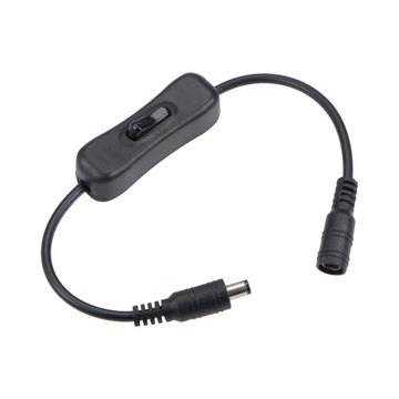 Harfington Uxcell DC 12V Inline Rocker On Off Switch with 5.5 x 2.1mm DC Jack Male to Female Power Cable for LED Strip Light, CCTV Camera, Black