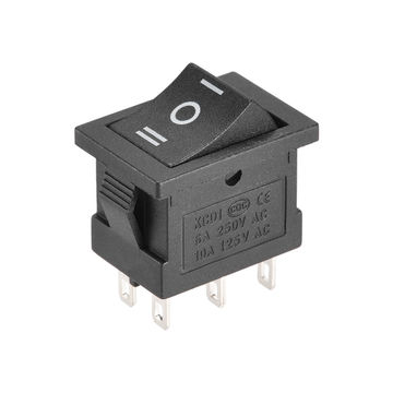 Harfington Uxcell DPDT Mini Boat Rocker Switch Black Toggle Switch for Boat Marine 6pins ON/OFF/ON AC 250V/6A 125V/10A 1pcs