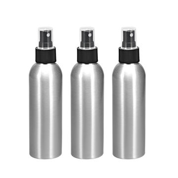Harfington Uxcell 3 Stück Aluminium Pumpflasche 5oz/150ml mit Schwarz Pumpverschluss, Leerer Nachfüllbarer Behälter Reiseflasche für Küche und Bad oder Pflanzen Wassersprüher