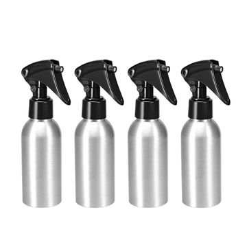 Harfington Uxcell 4 Stück Aluminium Pumpflasche 3oz/100ml mit Klar Pumpverschluss, Leerer Nachfüllbarer Behälter Reiseflasche für Küche und Bad oder Pflanzen Wassersprüher