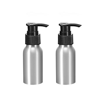 Harfington Uxcell 2 Stück Aluminium Pumpflasche 1.7Unzen/50 ml mit Schwarz Pumpverschluss, Leerer Nachfüllbar Behälter Reiseflasche für Küche und Bad
