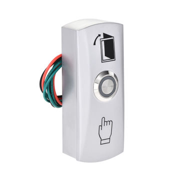 Harfington Uxcell Push Button Release Switch Door Access Control System LED Indicator Zinc Alloy Panel 80mm X30mm DC 12V 3A Silver Tone