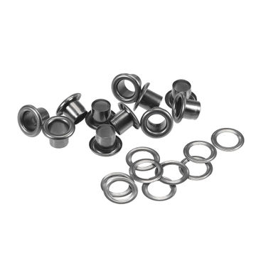 Uxcell 100-Set Copper Grommets Eyelets With Washers – 8x4x7mm Chrome Plated Black For DIY Crafts, Leather, Bags & More