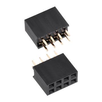 Harfington Uxcell Straight Header Pin 8P 2 Row 2.54mm Pitch Copper Pin for Prototype Black 30pcs