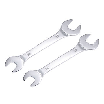 Harfington Uxcell Thin Open End Wrench, 14mm x 17mm Metric Chrome Plated High Carbon Steel, 2 Pcs