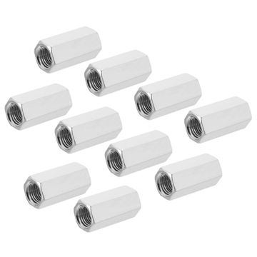 Harfington Hex Coupling Nuts M10 x 1mm Fine Thread 30mm Length Sleeve Stud Rod Adapters Pipe Connectors Pack of 10