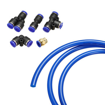 Harfington Pneumatic PU Air Hose Pipe Kit, 12mm OD 5 Meters 3/8PT Tube Connector with 12 Pack Push to Connect Fittings, Blue