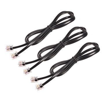 Harfington Phone Cord 3.28FT Telephone Cable Phone Line Cord RJ11 6P4C Plugs Black 3pcs