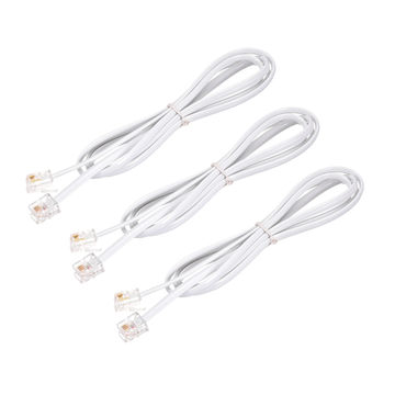 Harfington Phone Cord 3.28FT Telephone Cable Phone Line Cord RJ11 6P4C Plugs White 3pcs