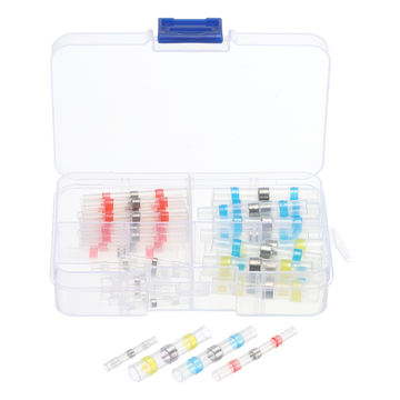 Harfington Solder Seal Wires Connectors Kit 50pcs 26-10 AWG Waterproof Heat Shrink Connector Terminal(20xRed 15xBlue 10xWhite 5xYellow)