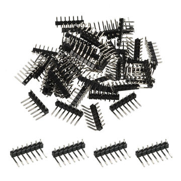 Harfington Right Angle Pin Header DIP Single Row 7 Pin 2.54mm Pitch Gold Plated Pack of 50