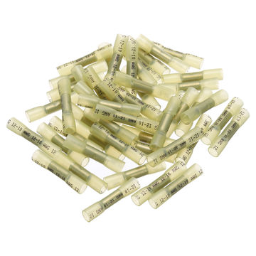 Harfington 50Pcs Heat Shrink Butt Connector, Crimp Connectors Waterproof Marine Automotive Wire Crimp Terminals 12-10AWG Yellow