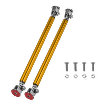 Harfington 2pcs 15cm/5.91in Car Splitter Support Rods Adjustable Front Rear Bumper Lip Splitter Strut Rod Tie Support Bars Gold Tone No Drilling Holes
