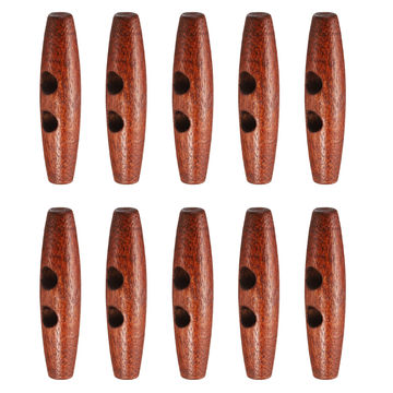 10pcs Wooden Toggle Buttons - 55mm Single Hole Olive Horn Buttons For Coats, Sweaters, DIY Crafts, Light Brown Natural Wood