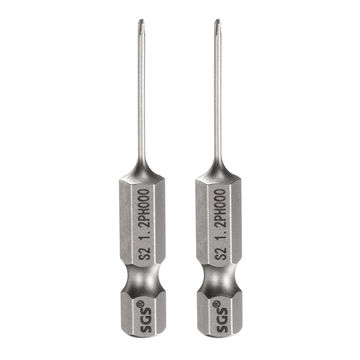 Harfington 2pcs PH000 Phillips Screwdriver Bit 1/4" Hex Shank 2" Long 0.05" Rod Magnetic