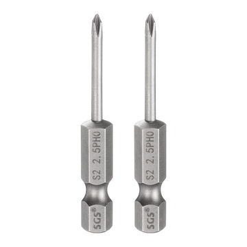 Harfington 2pcs PH00 Phillips Screwdriver Bit 1/4" Hex Shank 2" Long 0.1" Rod Magnetic
