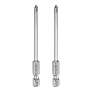 Harfington 2pcs PH1 Phillips Screwdriver Bit 1/4" Hex Shank 3.15" Long 0.14" Rod Magnetic