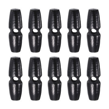 Harfington 10pcs Wooden Toggle Buttons 30mm Single Hole Olive Sewing Button, Black