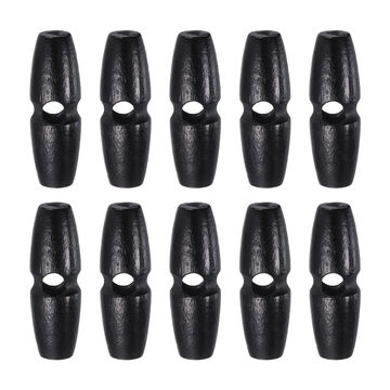 Harfington 10pcs Wooden Toggle Buttons 35mm Single Hole Olive Sewing Button, Black
