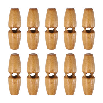 Harfington 10pcs Wooden Toggle Buttons 30mm Single Hole Olive Sewing Button, Light Brown