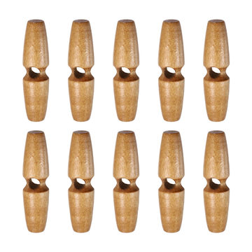 Harfington 10pcs Wooden Toggle Buttons 50mm Single Hole Olive Sewing Button, Light Brown