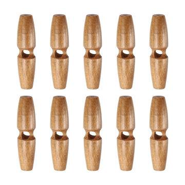 Harfington 10pcs Wooden Toggle Buttons 60mm Single Hole Olive Sewing Button, Light Brown