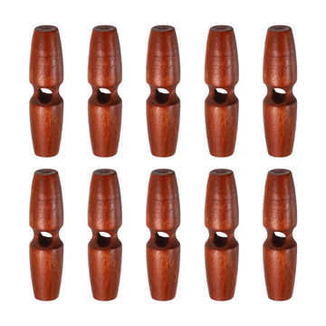 Harfington 10pcs Wooden Toggle Buttons 55mm Single Hole Olive Sewing Button, Red Coffee