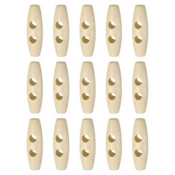 Harfington 15pcs Wooden Toggle Buttons 40mm Double Hole Olive Sewing Button, Natural Color
