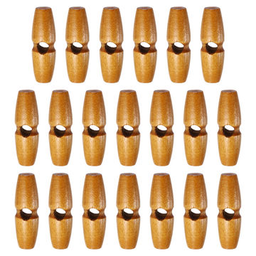 Harfington 20pcs Wooden Toggle Buttons 35mm Single Hole Olive Sewing Button, Medium Brown