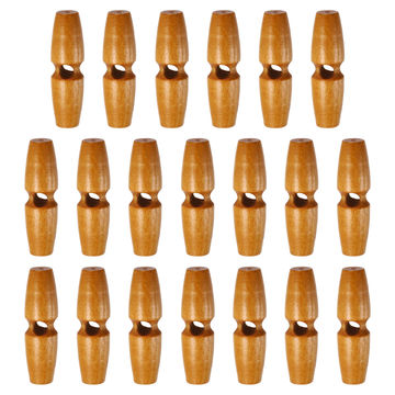 Harfington 20pcs Wooden Toggle Buttons 40mm Single Hole Olive Sewing Button, Medium Brown