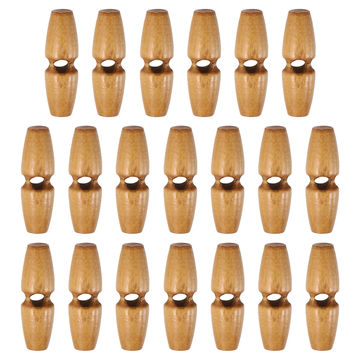 Harfington 20pcs Wooden Toggle Buttons 30mm Single Hole Olive Sewing Button, Light Brown