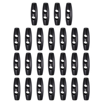Harfington 25pcs Wooden Toggle Buttons 30mm Double Hole Olive Sewing Button, Black