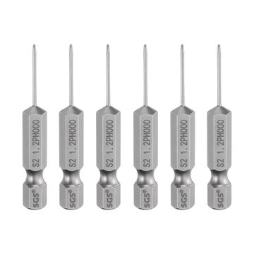 Harfington 6pcs Magnetic Phillips Screwdriver Bit PH000 1/4" Hex Shank 50mm Long 1.2mm Rod