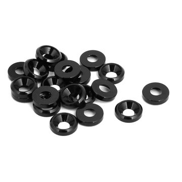 uxcell M3 Aluminium Alloy Cone Shaped Round Cup Fender Bumper Washer Black 20pcs 