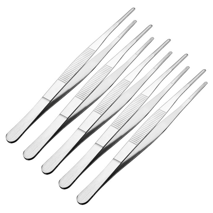 uxcell Silver Tone Stainless Steel Round Tip Tweezers, 12cm for Crafting  Repairing