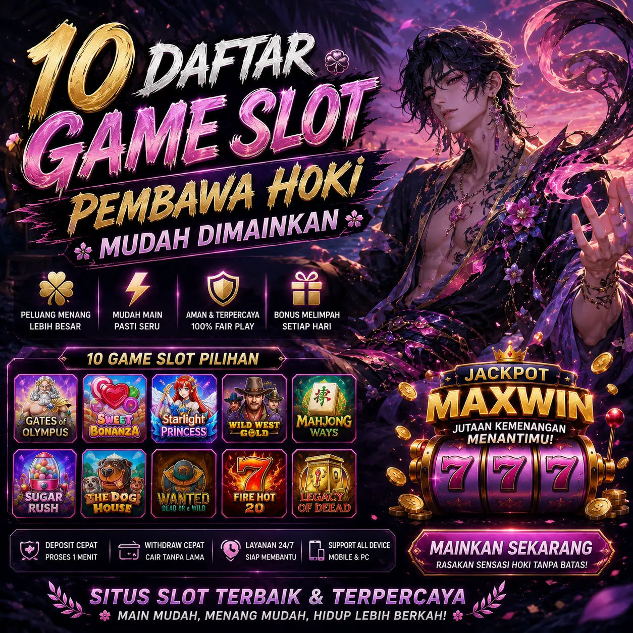MAKMUR76 : 10 Daftar Game Slot Pembawa Hoki Mudah Dimainkan image 1