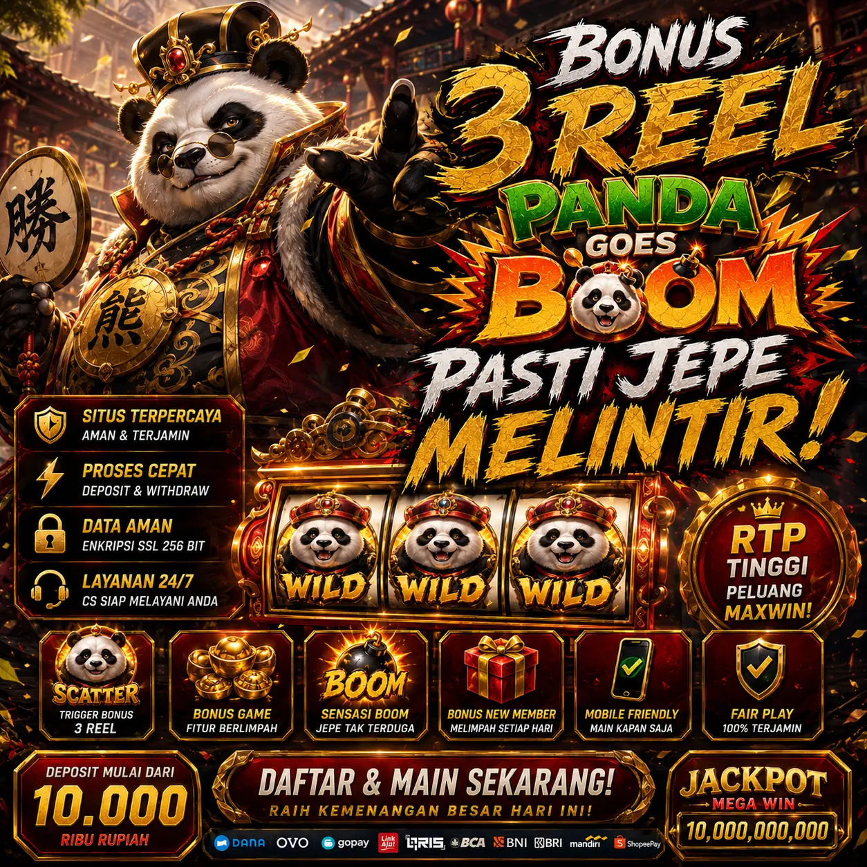 LOTUS33 🛳️ Bonus 3 Reel Panda Goes Boom Pasti Jepe Melintir