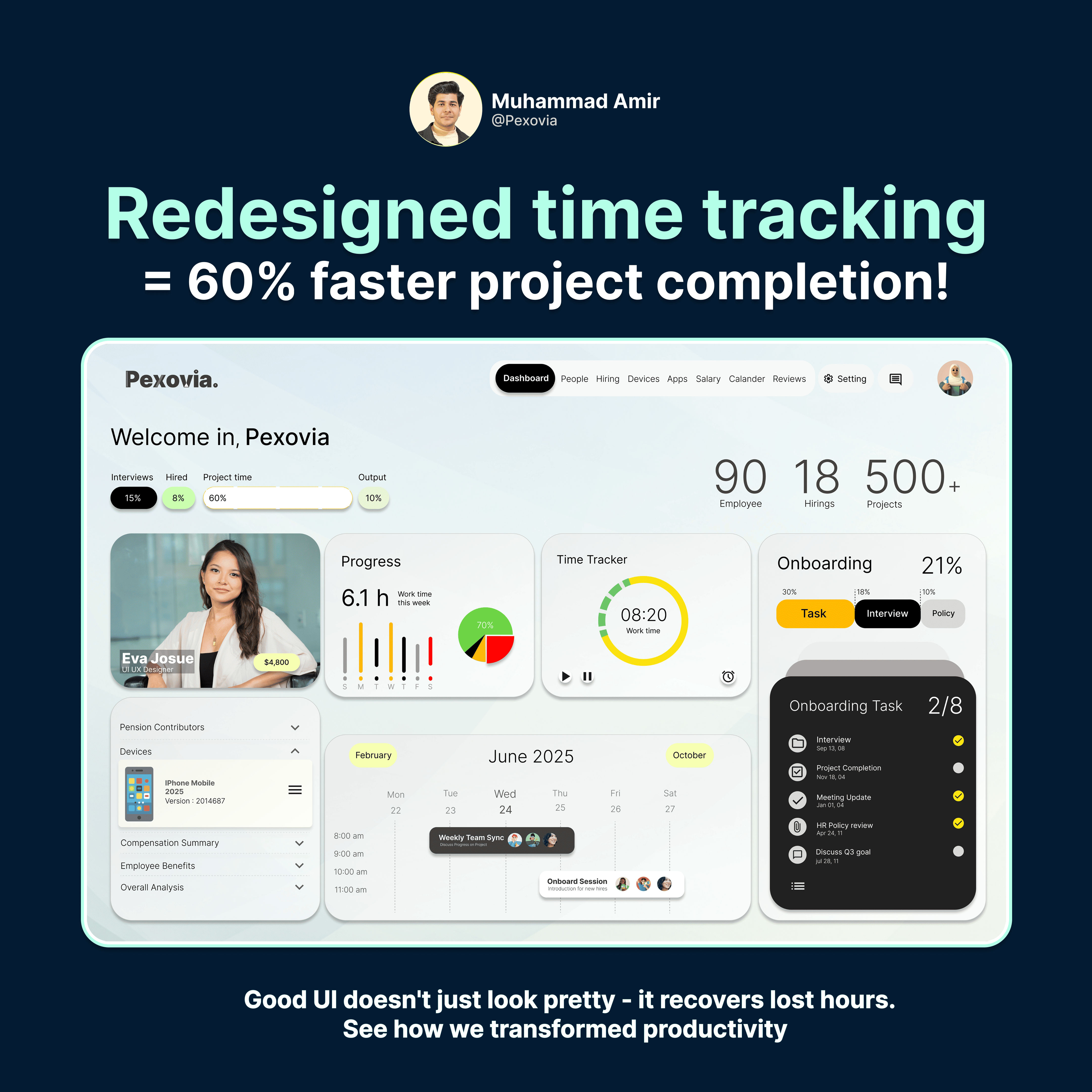 Pexovia UX/UI Design Case Study showing mobile and desktop interfaces